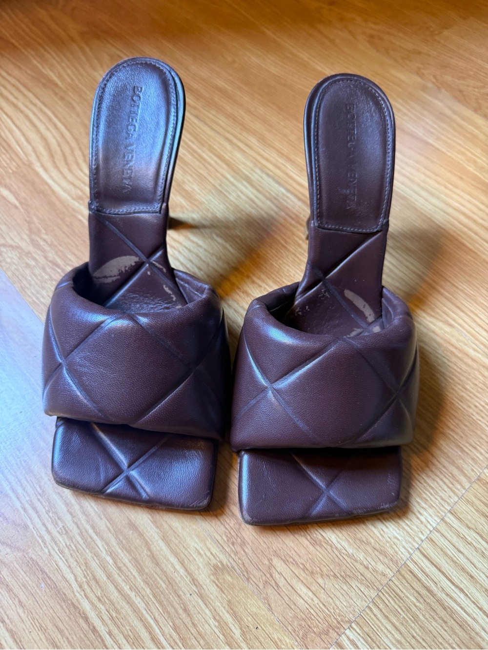 Bottega Veneta Chocolate Brown Quilted Leather Slide Mules